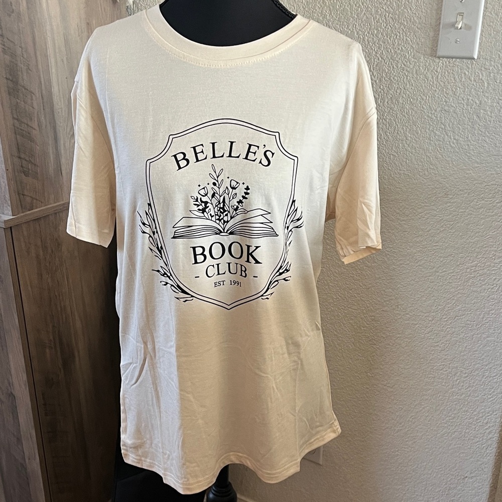 NWOT-Belles Book Club Cream Graphic T-Shirt
